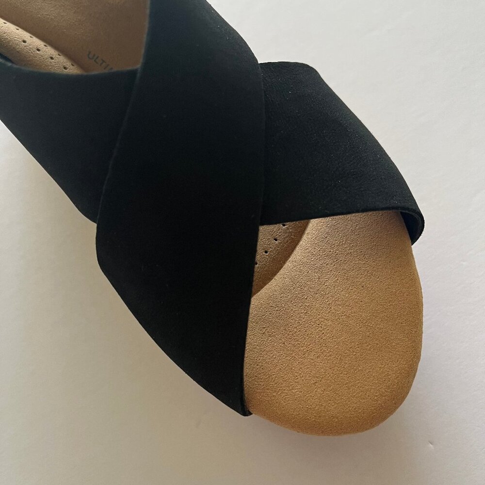 Clarks Annadel Eirwyn Suede Platform Comfort Wedge Cork Heel Sandal Black 6 - Picture 8 of 16